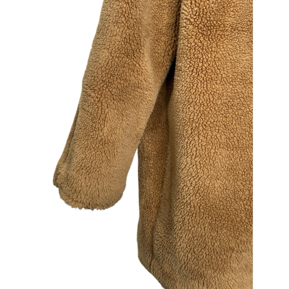 GAP Sherpa Teddy Coat Camel Brown Y2K Winter Glam Oversized Jacket SMALL Cozy - Picture 8 of 13